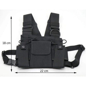 TECHOMAN Chest Pack 3 Pocket Nylon for Walkie Talkies  TECHOMAN   