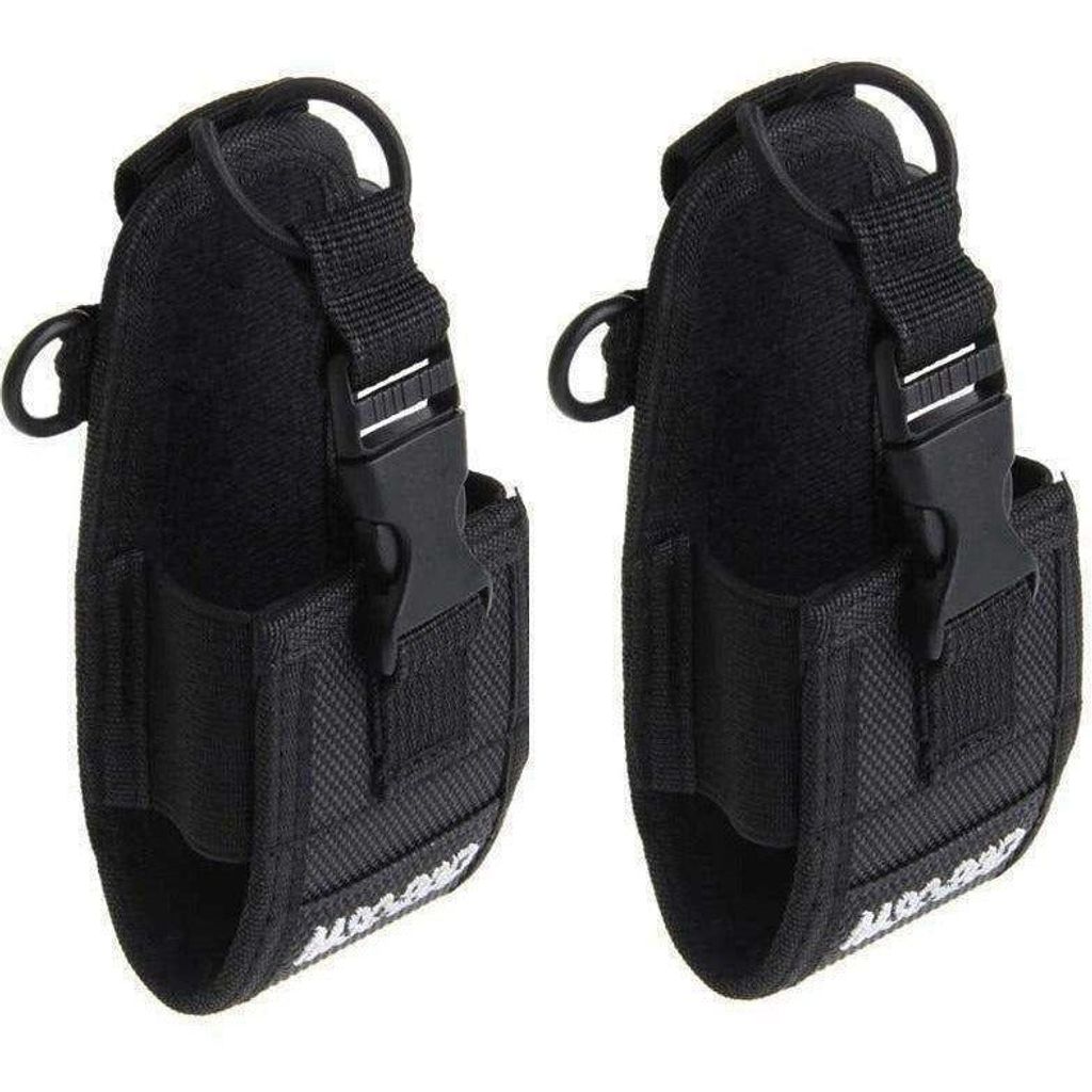 2x TECHOMAN Walkie Talkie Belt Pouch Covers - Black Radio Belt Pouches TECHOMAN   