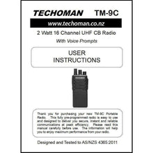 Load image into Gallery viewer, 10x TECHOMAN TM-9C 2 WATT UHF PRS CB Walkie Talkies - 16 Channels - Standard UHF PRS Hand Helds TECHOMAN   

