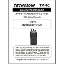 Load image into Gallery viewer, TECHOMAN TM-9C 2 WATT UHF PRS CB Walkie Talkie - 16 Channels - Premium Kit UHF PRS Hand Helds TECHOMAN   
