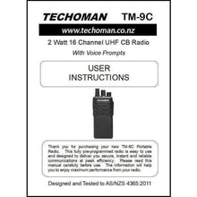 Load image into Gallery viewer, Pair (2x) TECHOMAN TM-9C 2 WATT UHF PRS CB Walkie Talkies - 16 Channels - Premium UHF PRS Hand Helds TECHOMAN   
