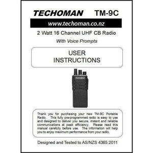 TECHOMAN TM-9C 2 WATT UHF PRS CB Walkie Talkie - 16 Channels UHF PRS Hand Helds TECHOMAN   