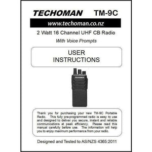 2x (Pair) TECHOMAN TM-9C 2 WATT UHF PRS CB Walkie Talkies - 16 Channels UHF PRS Hand Helds TECHOMAN   