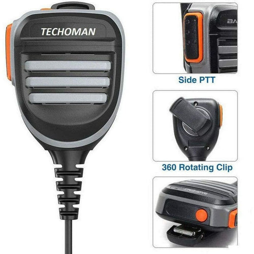 TECHOMAN Rainproof 2 Pin Microphone Speaker for TM-9C Radios Communication Radio Accessories BAOFENG   