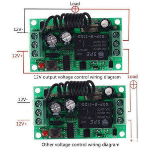 TECHOMAN 12V 1 Channel 433Mhz Wireless Remote Control Switch with 2 Transmitters Remote Controls TECHOMAN   