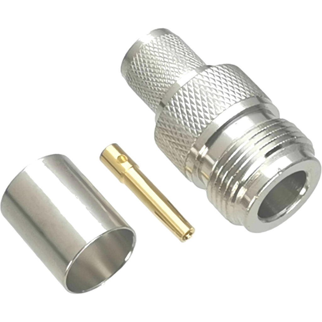 Connettore RF Spina Maschio N Argentata Per Crimpare Cavi Coassiali RG8, LMR400, RG213 - Perfetta Per Radioamatori E Impianti RF Connettore N Maschio - Foto 1