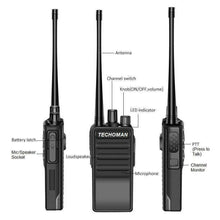 Load image into Gallery viewer, Pair (2x) TECHOMAN TM-9C 2 WATT UHF PRS CB Walkie Talkies - 16 Channels - Premium UHF PRS Hand Helds TECHOMAN   
