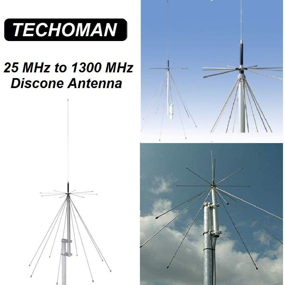 TECHOMAN 25 MHz to 1300 MHz Discone Versatile Ultra-Wide Band Outdoor Antenna / Aerial Antenna Base Station TECHOMAN   