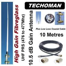 Load image into Gallery viewer, TECHOMAN 477MHz Base Station Fibreglass 10.5dBi Antenna UHF PRS BAND + COAX 10 METRES Antenna Base Station TECHOMAN   
