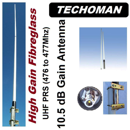 TECHOMAN 477MHz Base Station Fibreglass  10.5dBi Antenna - 477MHz UHF PRS BAND Antenna Base Station TECHOMAN   